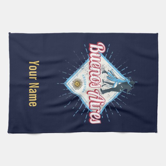 Buenos Aires City Argentina Retro Tango Theedoek (Horizontaal)