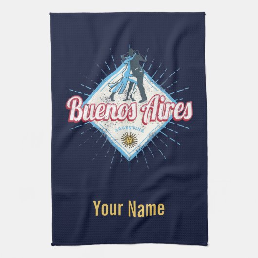Buenos Aires City Argentina Retro Tango Theedoek (Verticaal)