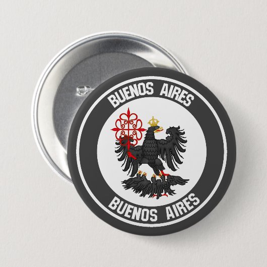 Buenos Aires Round Emblem Ronde Button 7,6 Cm (Voorkant /achterkant)