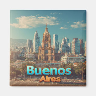 Buenos Aires Silhouette Met Historische Kathedraal Magneet