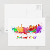 Buenos Aires skyline in waterverf Briefkaart (Voorkant / Achterkant)