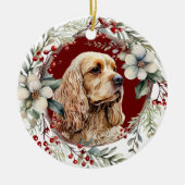 Buff Amerikaanse Cocker Spaniel Rustieke krans Keramisch Ornament (Voorkant)
