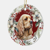 Buff Amerikaanse Cocker Spaniel Rustieke krans Keramisch Ornament (Links)