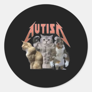 Buff Cats Autisme meme Ronde Sticker