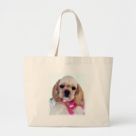 Buff Cocker Spaniel Beach Bag Grote Tote Bag (Voorkant)