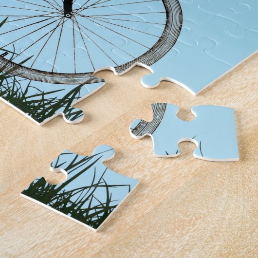 Buff Cocker Spaniel Dog Zitten op  fiets Legpuzzel (Zijkant)