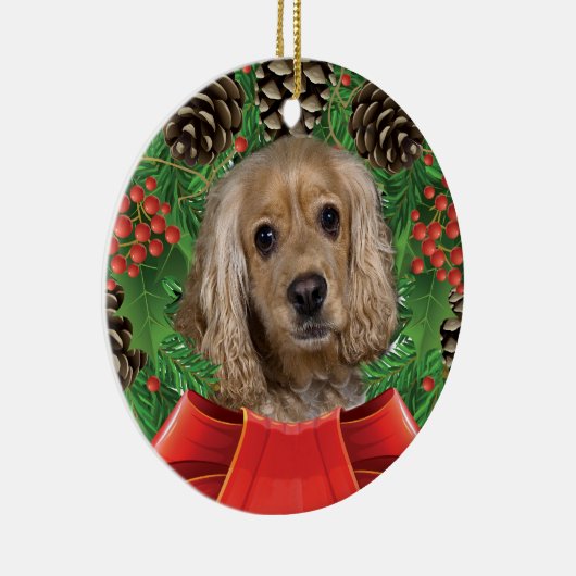 Buff Cocker Spaniel kerstversiering Keramisch Ornament (Rechts)
