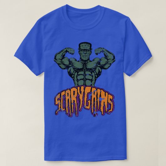 Buff Frankenstein Scary Gains Halloween Gym Workou T-shirt (Design voorkant)