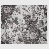 Buff Grey Brown Tone Floral Toile Cadeaupapier (Vlak)