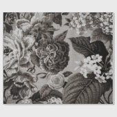 Buff Grey Modern  Floral Toile Cadeaupapier (Vlak)