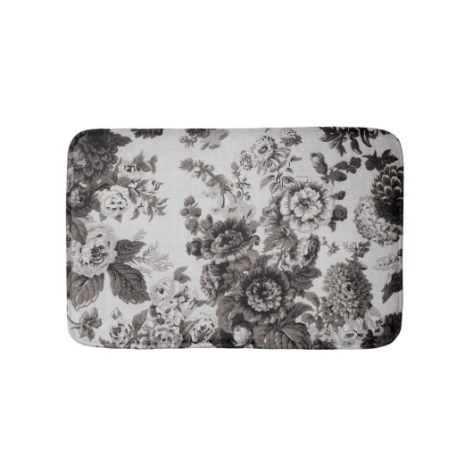 Buff Grey Taupe  Floral Toile Badmat (Voorkant)