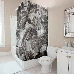 Buff Grey Taupe Floral Toile No.5 Douchegordijn