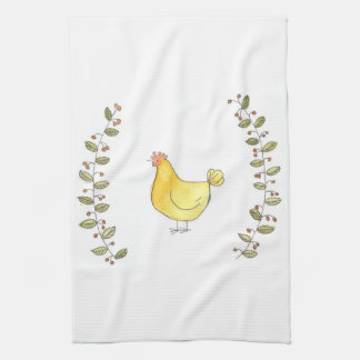 Buff Hen en Branches Kitchen Towel Theedoek