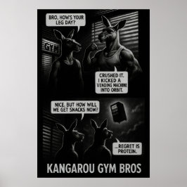 Buff Kangaroo Gym Bros Comic Poster