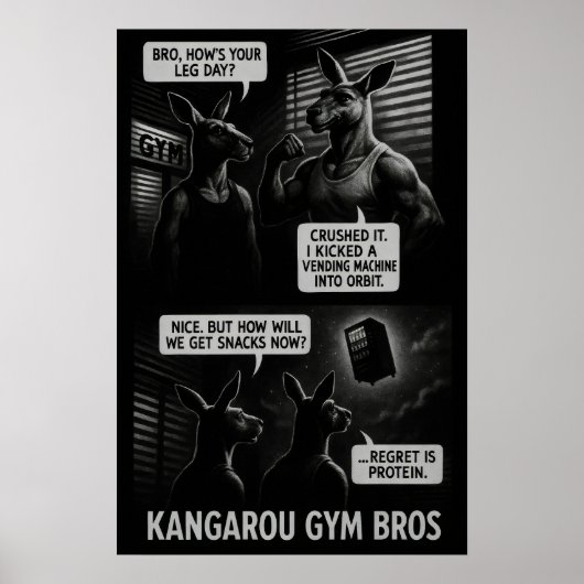 Buff Kangaroo Gym Bros Comic Poster (Voorkant)