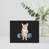 Buff Power Lifting Corgi Bodybuilder Aankondigingskaart (Staand voorkant)