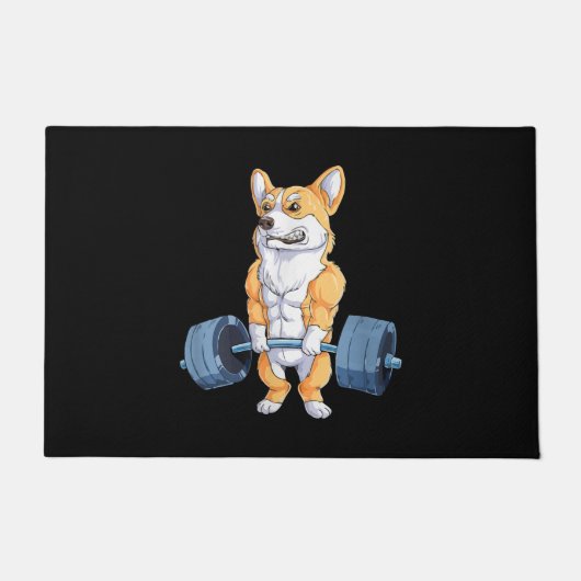 Buff Power Lifting Corgi Bodybuilder Deurmat (Voorkant)