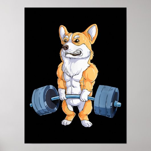 Buff Power Lifting Corgi Bodybuilder Poster (Voorkant)