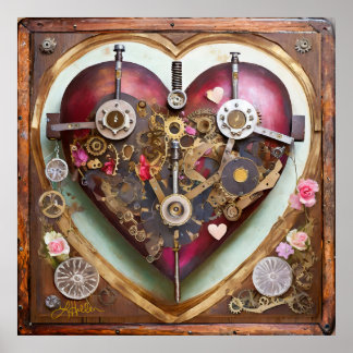 Buff Red Heart Steampunk Series Poster