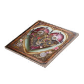 Buff Rood Hart Steampunk Serie Tegeltje (Zijkant)