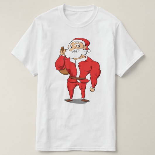 Buff Santa Kerstgym T-shirt (Design voorkant)