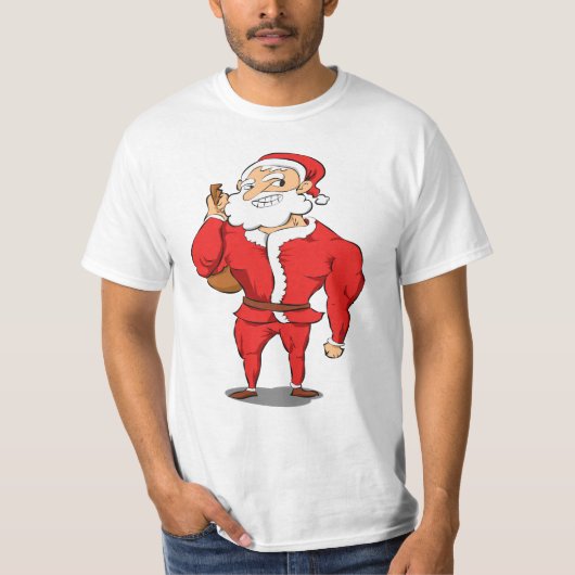 Buff Santa Kerstgym T-shirt (Voorkant)