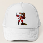Buff Santa Peace Sign! Ripped Abs & Funny Christma Trucker Pet (Voorkant)