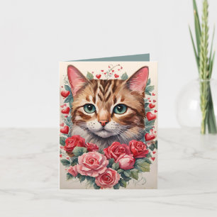 Buff Tabby Cat Gesponnen-effect Valentijn Kaart