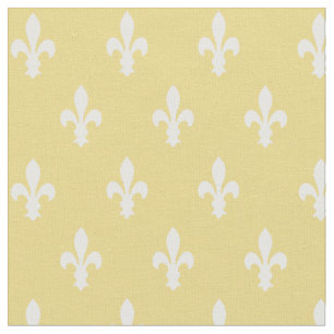 Buff Victoriaans Fleur de Lys Fabric Stof