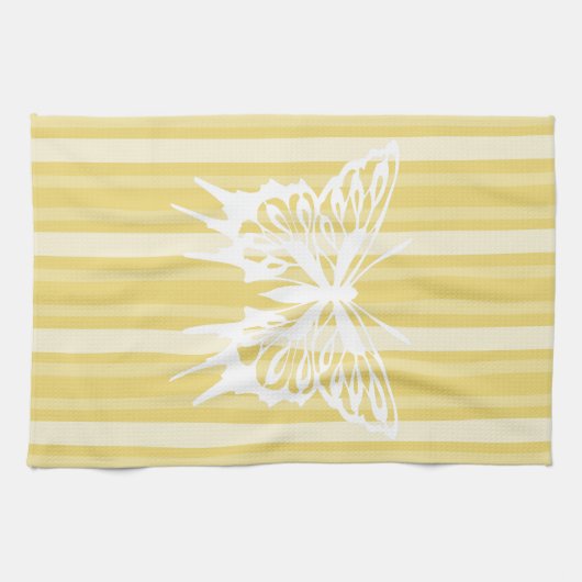 Buff Victoriaans Stripe met vlinder Theedoek (Horizontaal)