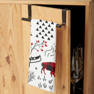 Buffalo Adventures Black en Red Pset ID599 Theedoek