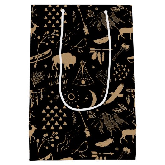 Buffalo Adventures Patroon en Label Kraft ID599 Medium Cadeauzakje (Achterkant)