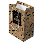 Buffalo Adventures Patroonlabel Kraft/Red ID599 Medium Cadeauzakje (Voorkant Gekanteld)