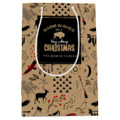 Buffalo Adventures Patroonlabel Kraft/Red ID599 Medium Cadeauzakje (Voorkant)