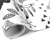 Buffalo Adventures Pattern Black ID599 Cadeaupapier (Rol Hoek)