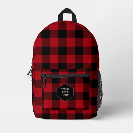 Buffalo Adventures Rood en Zwart Plaid ID603 Bedrukte Rugzak (Voorkant)