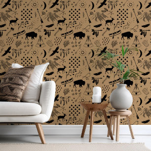 Buffalo Adventures Zwart op elke achtergrond ID599 Behang