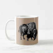 Buffalo American Bison Wood Engraving Mok (Links)