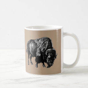 Buffalo American Bison  Wood Engraving Mok