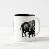 Buffalo American Bison Wood Engraving Mok (Voorkant rechts)