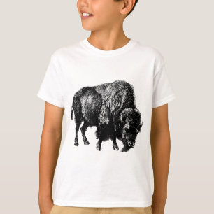 Buffalo American Bison  Wood Engraving T-shirt