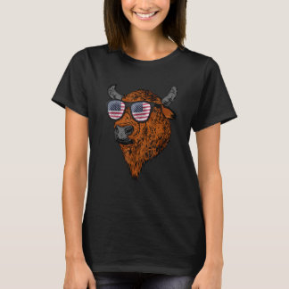 Buffalo American Flag USA National Park Bison T-shirt