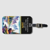 Buffalo bij een rustige rivier in de bergen bagagelabel (Voorkant (horizontaal))