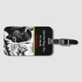 Buffalo bij zonsopgang in berglandschap bagagelabel (Voorkant (horizontaal))