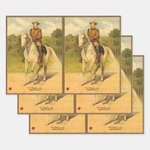 Buffalo Bill Cody op paardenpatroon Inpakpapier Vel
