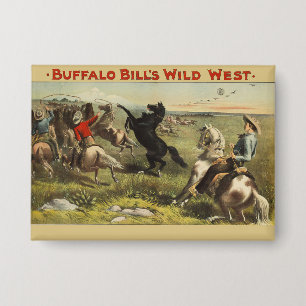 Buffalo Bill Wild West Cowboy Paard Poster Button