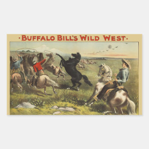Buffalo Bill Wild West Cowboy Paard Poster Rechthoekige Sticker