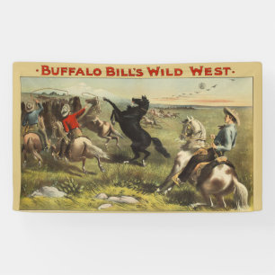 Buffalo Bill Wild West Cowboy Paard Poster Spandoek