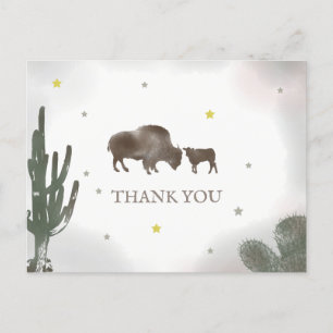 Buffalo Bison Desert Cactus Baby shower Dank je we Briefkaart