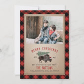 Buffalo Bison kerstboom Rustic Red Pset Feestdagenkaart (Voorkant)